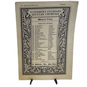 Blow Blow Thou Winter Wind Sheet Music Schirmer 1907 Three Part Choruses Women